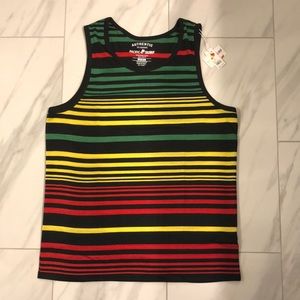 Pacific Surf Striped Rasta Tank Top - Black/Green/Yellow/Red